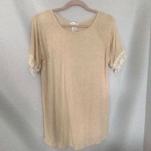 Beige ruffle tee